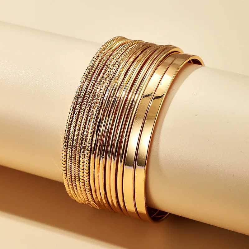 14 piece set of smooth stainless steel bracelets for fashion jewelry accessories gifts 2023 new X241106