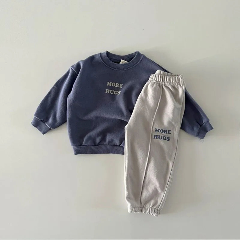 Autumn 2PCS Girls Boys Sports Suit Long Sleeve Kids Letter Print Hoodie and Pants Set Children ClothesTOddler Outfits 1-6Y 241106