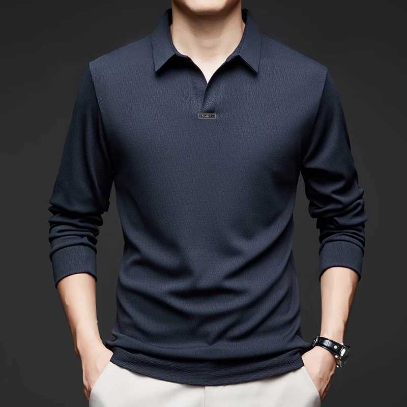 Mens fashion 2024 autumn new designer brand designer cut collar long Sved shirt casual lapel comfortable T-shirt mens clothing W241106