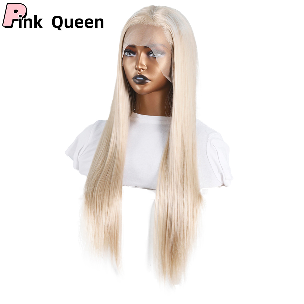 13*2.5 Lace front wig Long straight blond hair synthetic natural Hand crochet hairpiece cosplay girl wigs synthetic lace wig handimplantes hair wigs