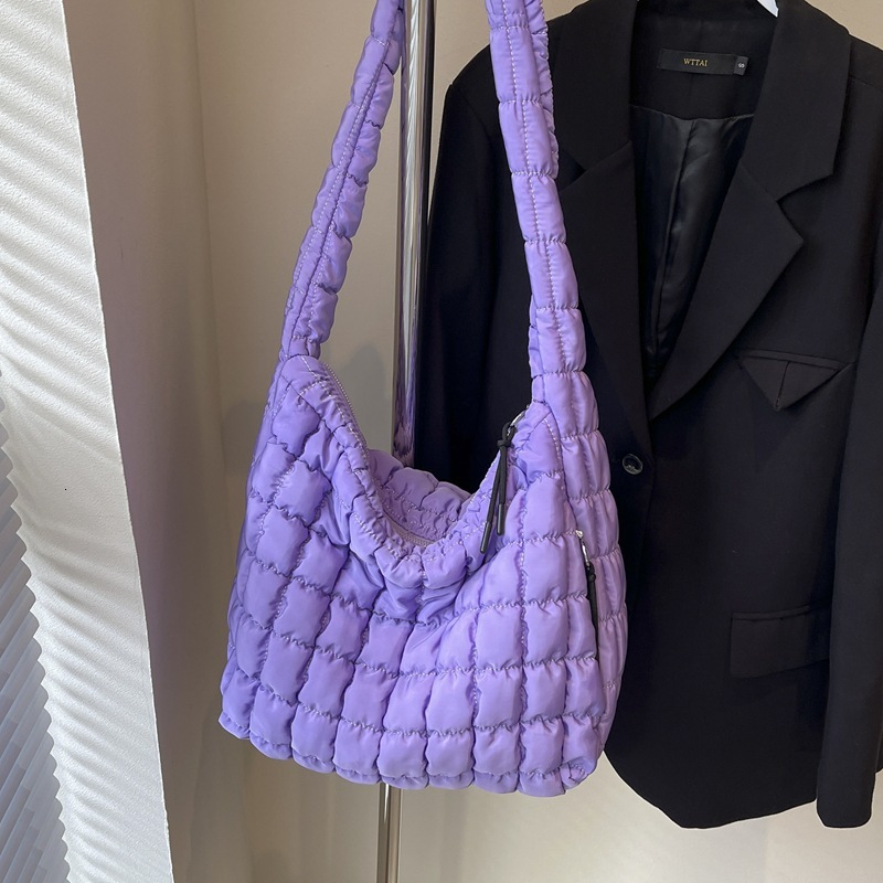 Autumn And Winter Large Capacity Bubble For Bags Handbags Women High-end Diamond Grid Pleated Shoulder Crossbody Bag Designer
