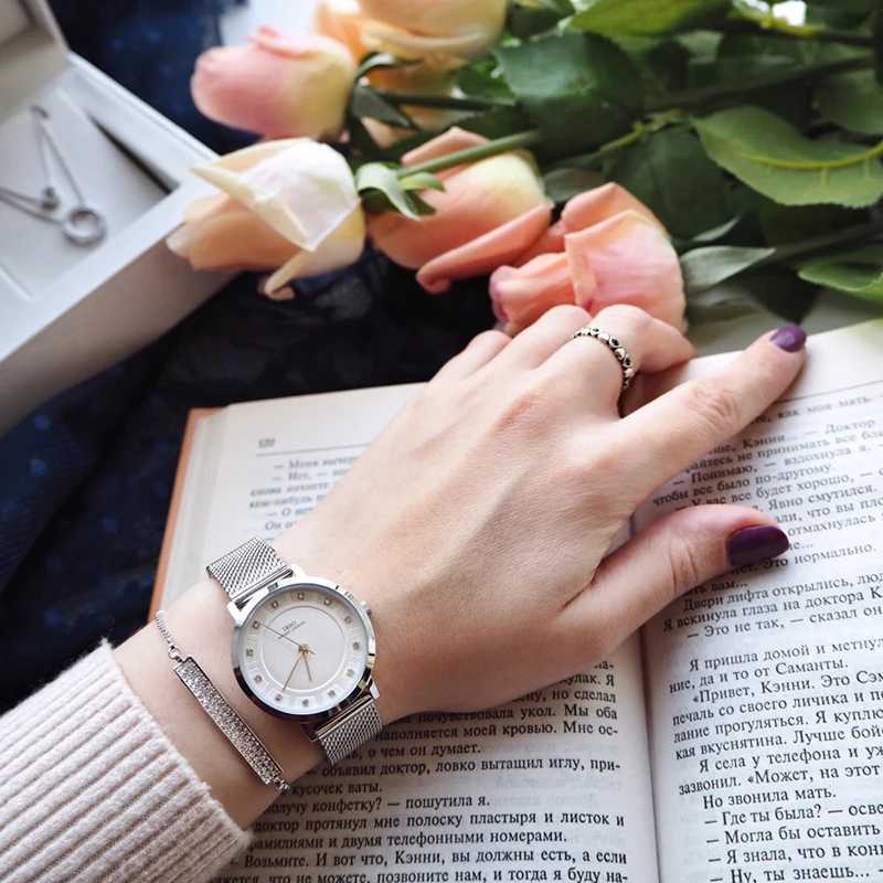 IBSO Warm Quartz Watch Set Crystal Design Bracelet Necklace Watch Set Womens Jewelry Fashion Silver Luxury Watch Womens Gift X241106