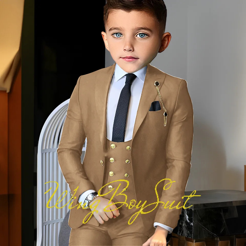 Classic Boys Suit 3 Piece Jacket Pants Vest Wedding Tuxedo Kids Formal Party 2-16 Years Custom Blazer Child 241106