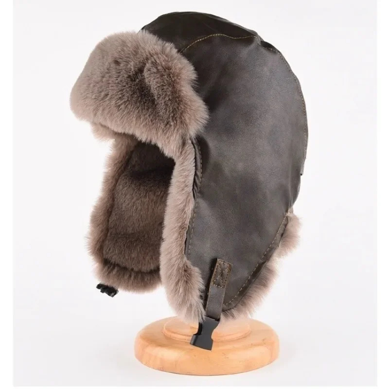 Mens Winter Hunter Pilot Cavalry Earrings Warm Russian Windproof Ski Hat Womens Bomb Hat 241106