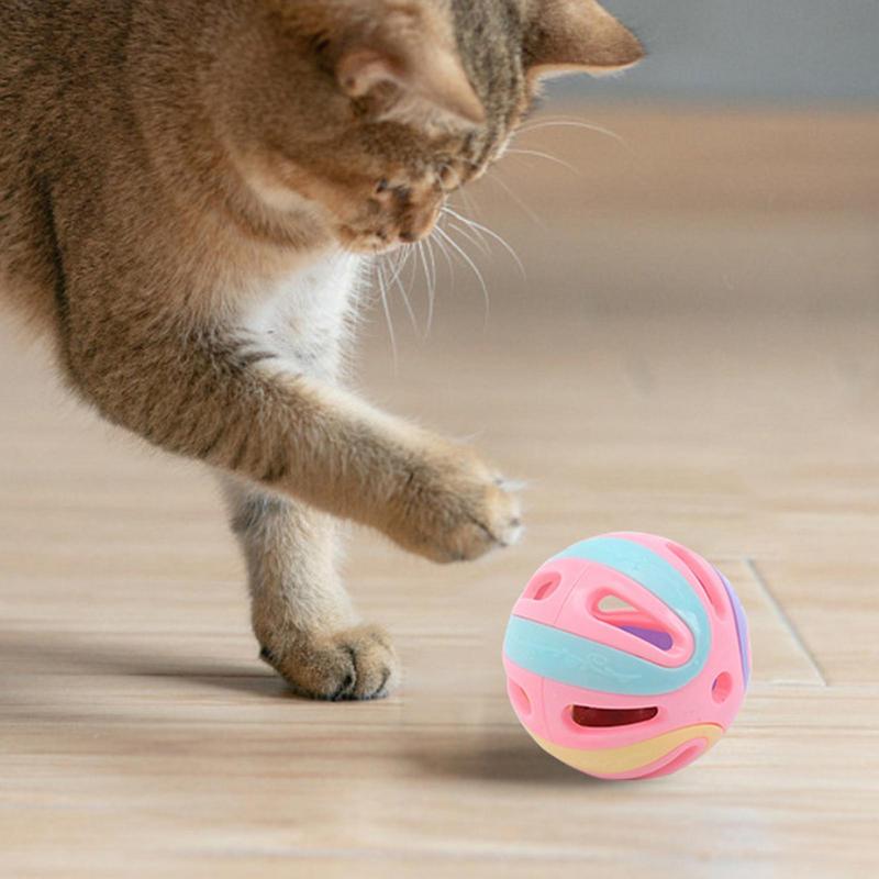 Cat Toy With Bell Cat Pounce Jinggle Ball Hollow Cat Jingle Balls Interactive Cat Toys Kitten Chasing Toys For Kitten Cats