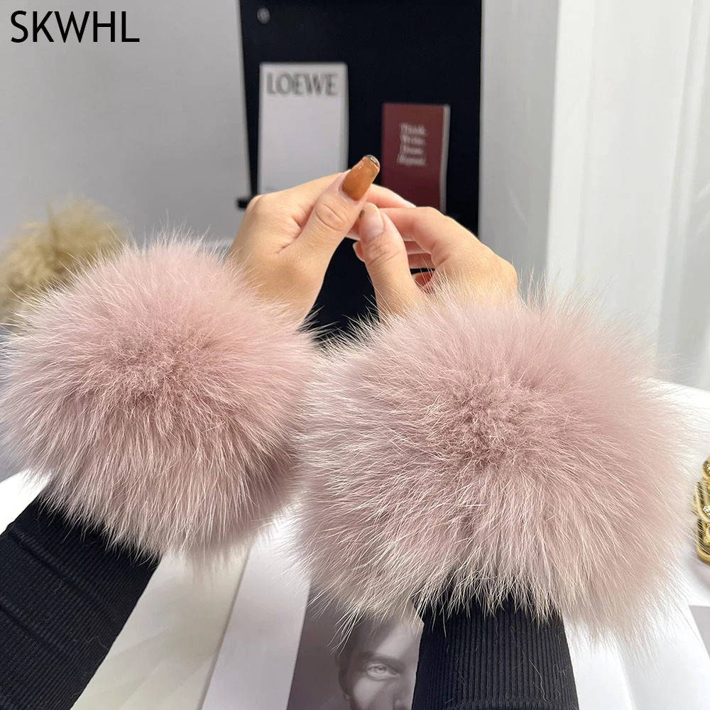 Fox Fur Cuff Arm Warmer Womens Bracelet Real Fur Wristband Gloves High quality Fox Fur Cuff selling Wristband Warmer 241106