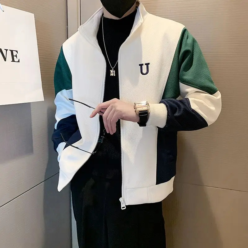 Pi Shuai Jacket Mens Highend Sense Explosive Street Retro Color Blocked Workwear Trend 2024 Spring and Autumn Lapel Top 241105