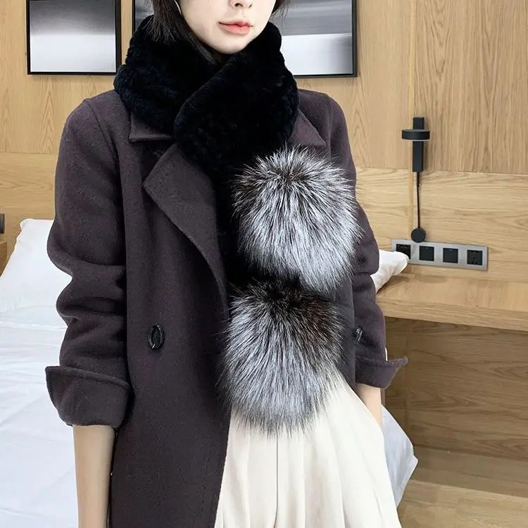 Womens Winter Fur Scarf Short Thick Plush Fluffy Cute Scarf Large Cap Winter Fur Collar Solid Color Collar E2976 241106