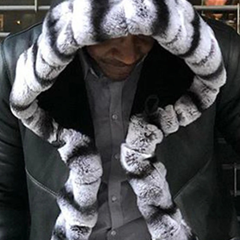 Fur integrated jacket for mens casual fashion loose fit comfortable and warm Versatile Hooded long coat winter jacket 241106