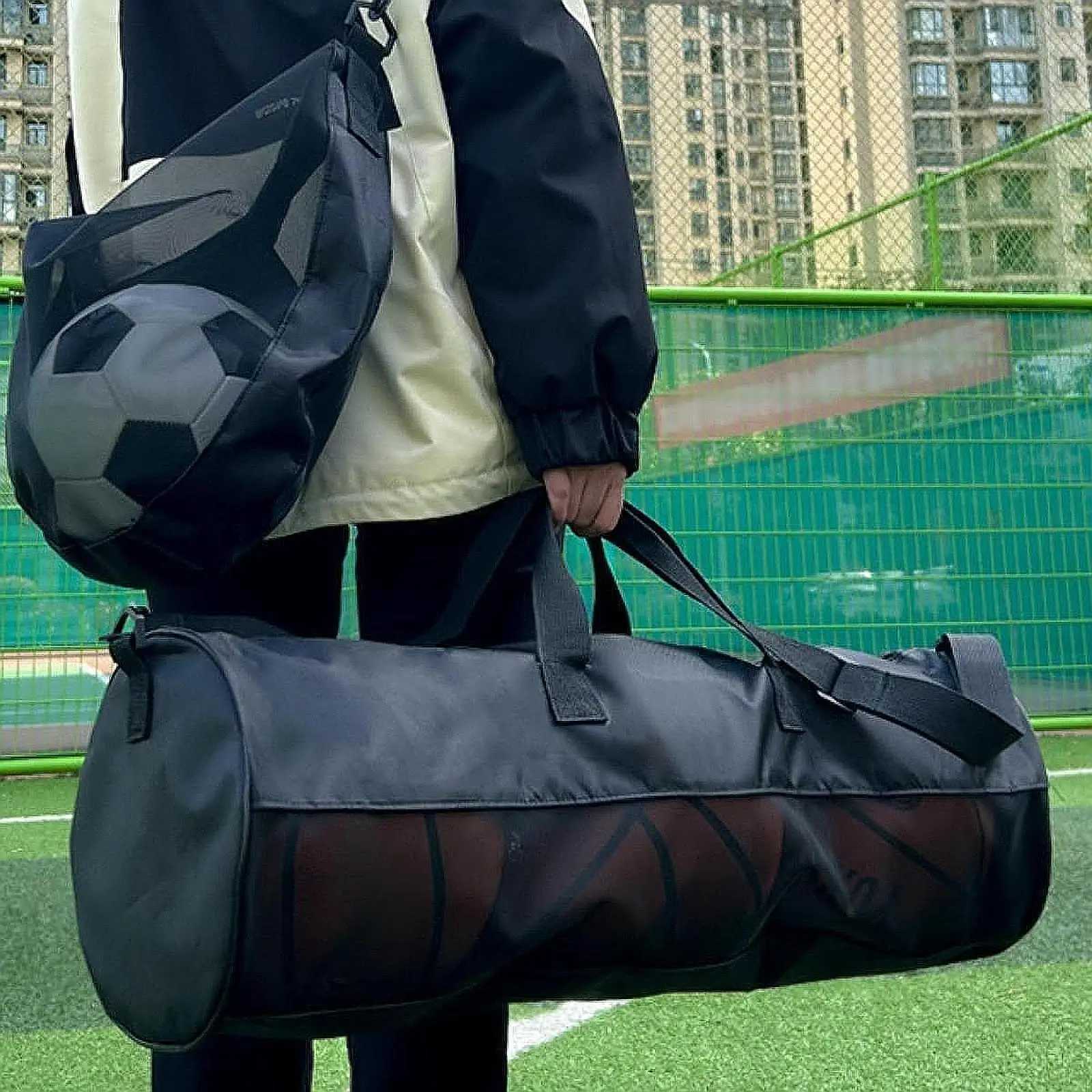 Large Mesh Duff Bag Sports Gym Bag with Zipper Adjustab Shoulder Strap Handbag Basketball Storage Bag for Cam FitnXJ241106
