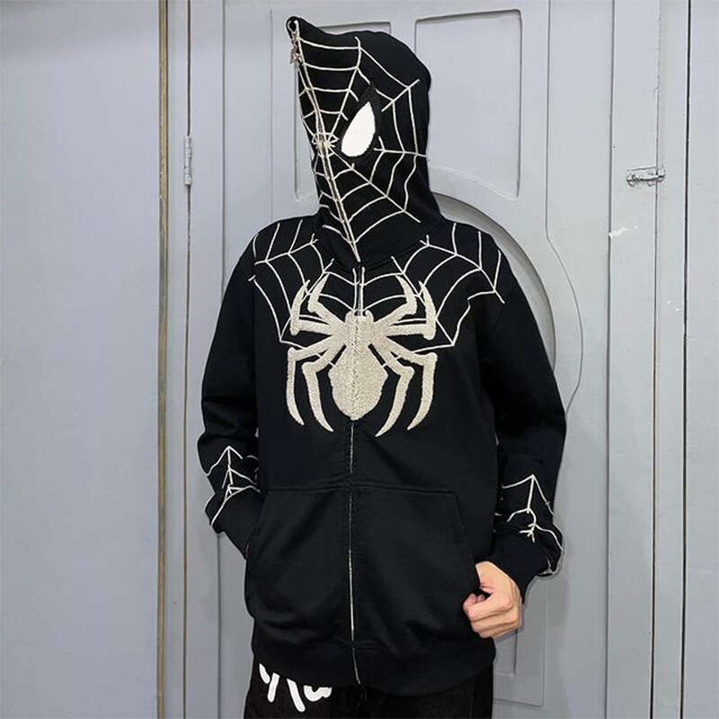 shanshi spider hoodie American spider hoodie y2k Harajuku style hooded sweatshirt hiphop high street niche design cardigan jacket hoodie