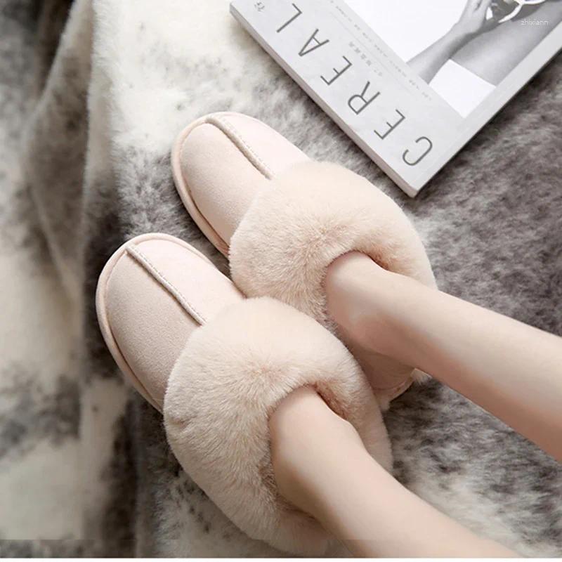 Slippers Winter Footwear Women Plush Indoor Home Non Slip House Shoes Warm Men Cotton zhanyishengli
