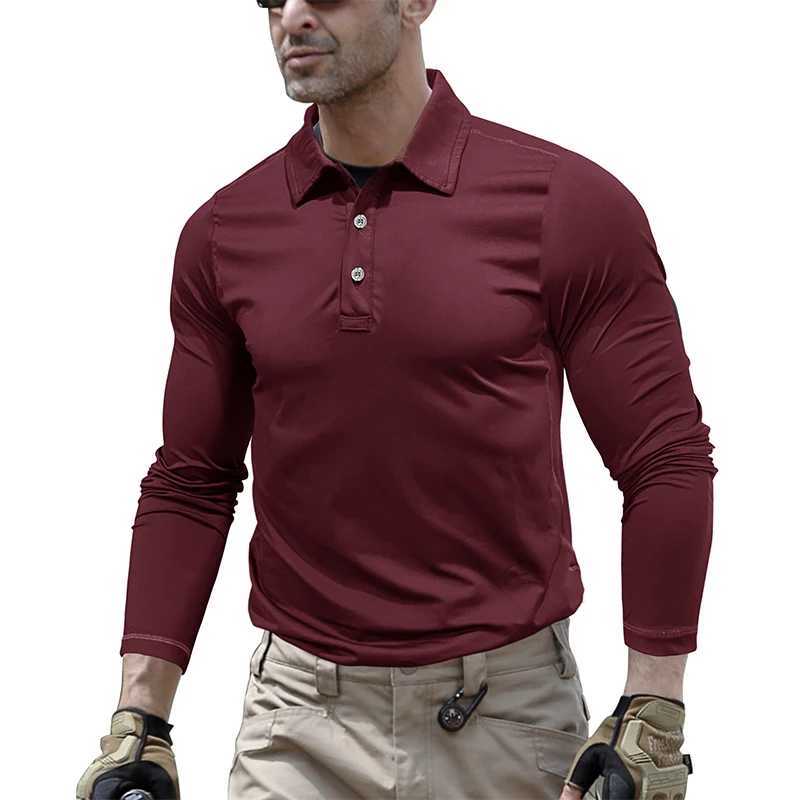 Mens long Sve collar casual business shirt fashionable solid color button zipper shirt outdoor sports tactical shirt W241106