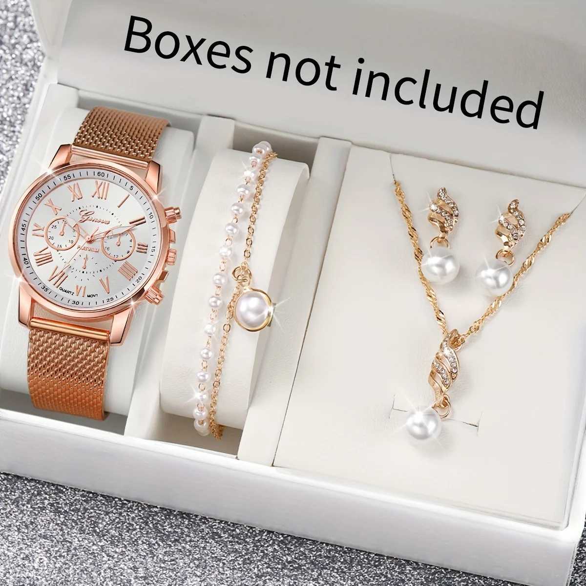 5 pieces/set of elegant Wens fashionable quartz watches with Ran number and simulated pearl jewelry set - fashionable casual wear X241106