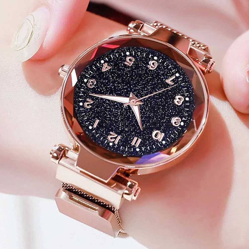 Ladies Starry Sky Round Dial Quartz Wristwatches 5pcs Set Wen Fashion Casual Mesh Belt Watches Simple Dress Clock Girls Gift X250203