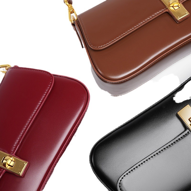 High Quality And Niche Cowhide Stick High-End Underarm Women's New Versatile Single Shoulder Crossbody Bag Knitting Style Patent Leather BagVoyag