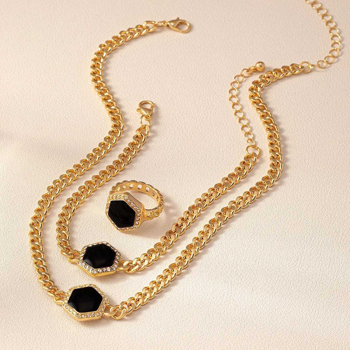 Geetry Jewelry Set Metal Enamel Bracelet Ring Holiday Party Gift Fashion Simple Style S020 X241106