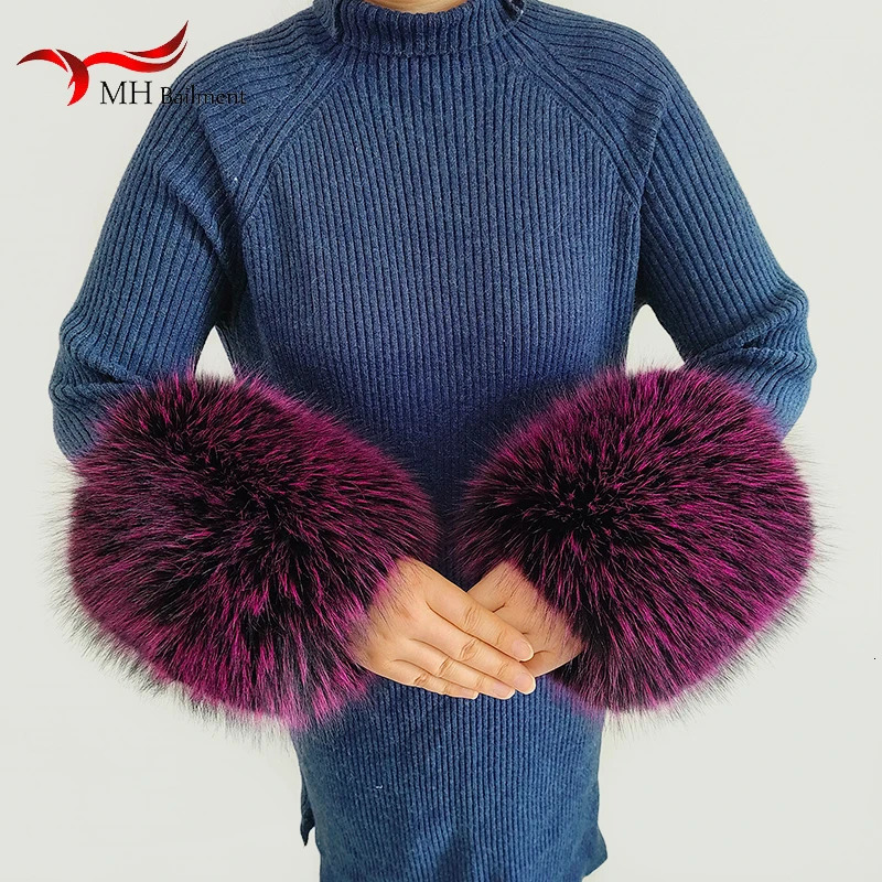 Winter faux fur cuffs faux fur cuffs womens thick plush windproof wristband sleeve 241106