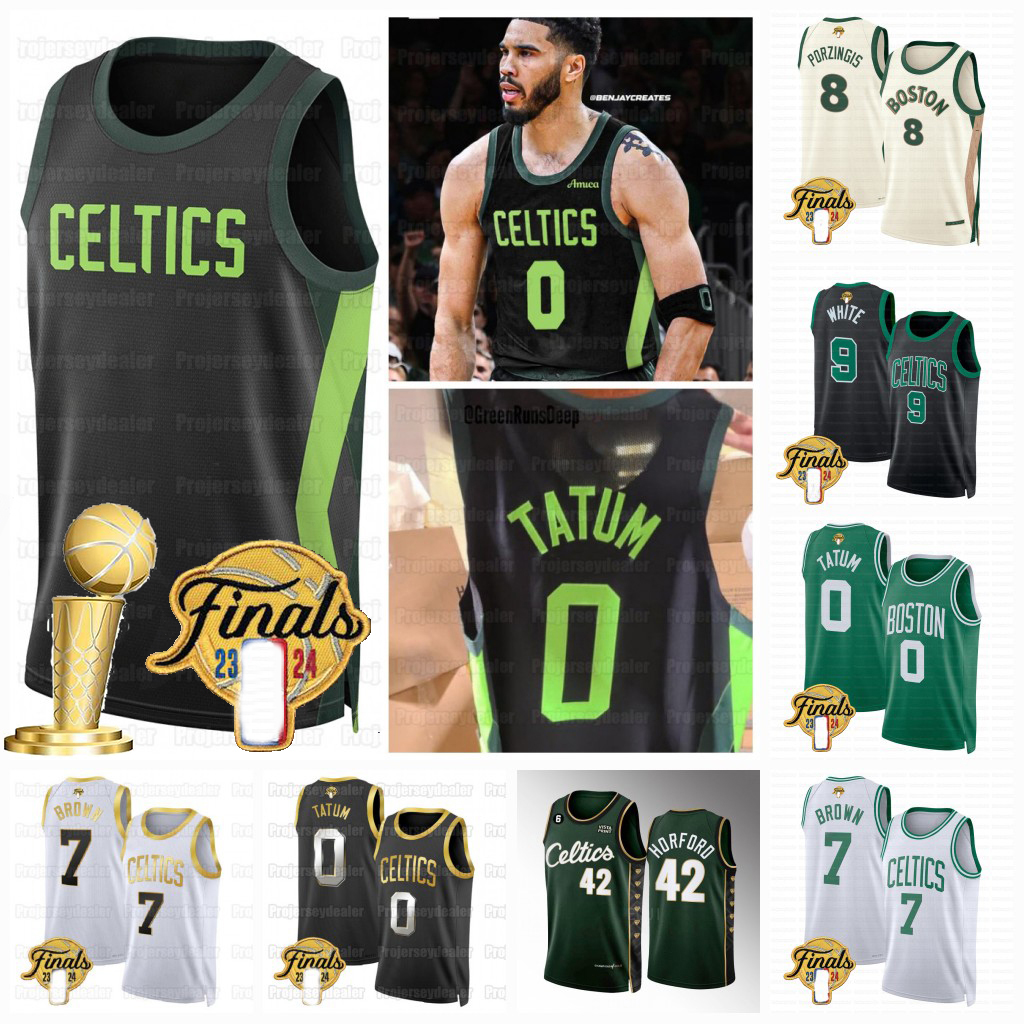 Jayson 0 Tatum 2024-25 City Basketball Jersey 7 Brown Jrue 4 Holiday Celtices 42 Horford Derrick 9 White Kristaps 8 Porzingis Custom