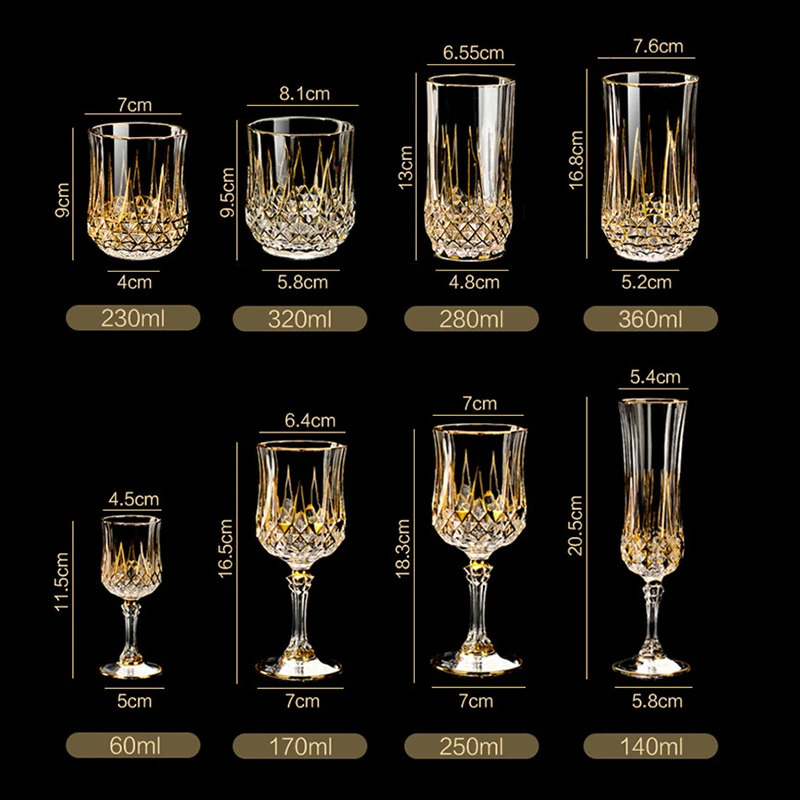 Crystal Wine Glasses Gold Foil Crystal S Glasses Champagne Glasses Wine Goblet Water Cup for Bar Wedding Party Glass 240410