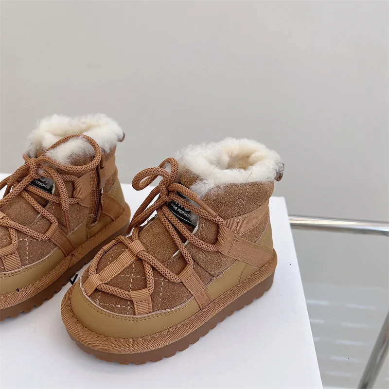 Winter Childrens Snow Boots Warm Plush Childrens Shoes Anti slip Fashion Baby Shoes 241106