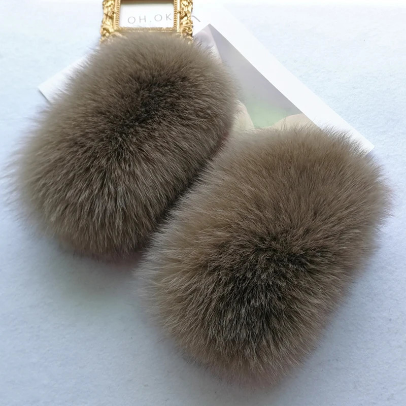 Winter natural 100% real fox fur cuffs womens wrist warm and fashionable coat sleeves decorated with fox bracelets solid gloves 241106