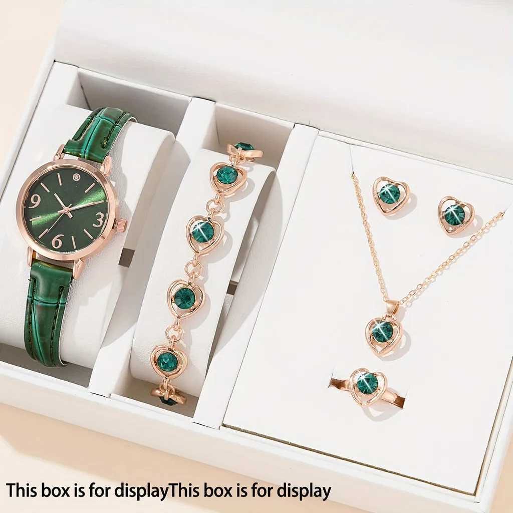 Keglect 6-piece thermometer gift set waterproof green luxury jewelry circular dial fashion womens birthday no box X241106