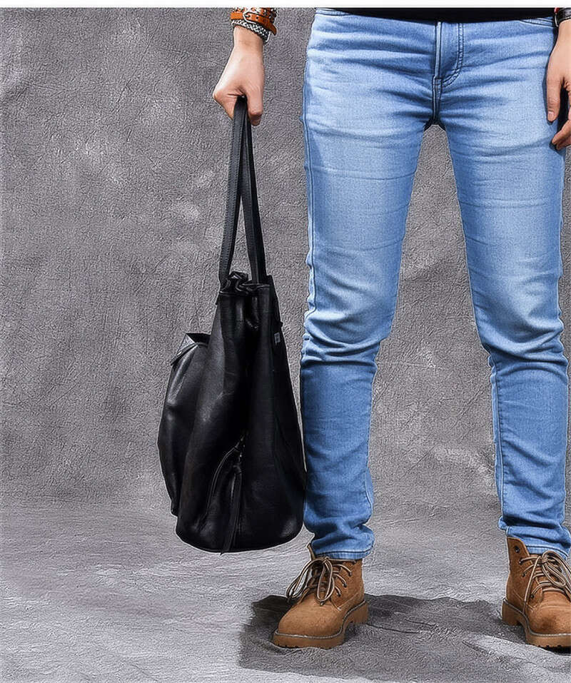 Genuine Leather Large Capacity Black Tote Men's Handbag Casual Real Cowhide Women's Work Travel Shopping Shoulder Bag