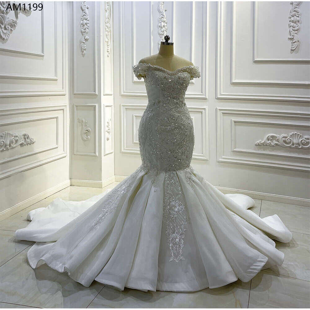 Off Shoulder Beaded Mermaid Wedding Dress