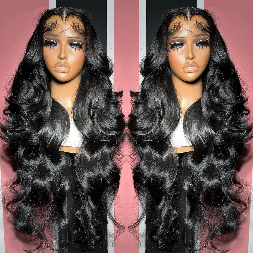 40 Inch Peruvian Hair Body Wave 13x4 HD Lace Frontal Wig Human Hair Water Wave Glueless Pre Plucked Synthetic Lace Front Wig for Woman