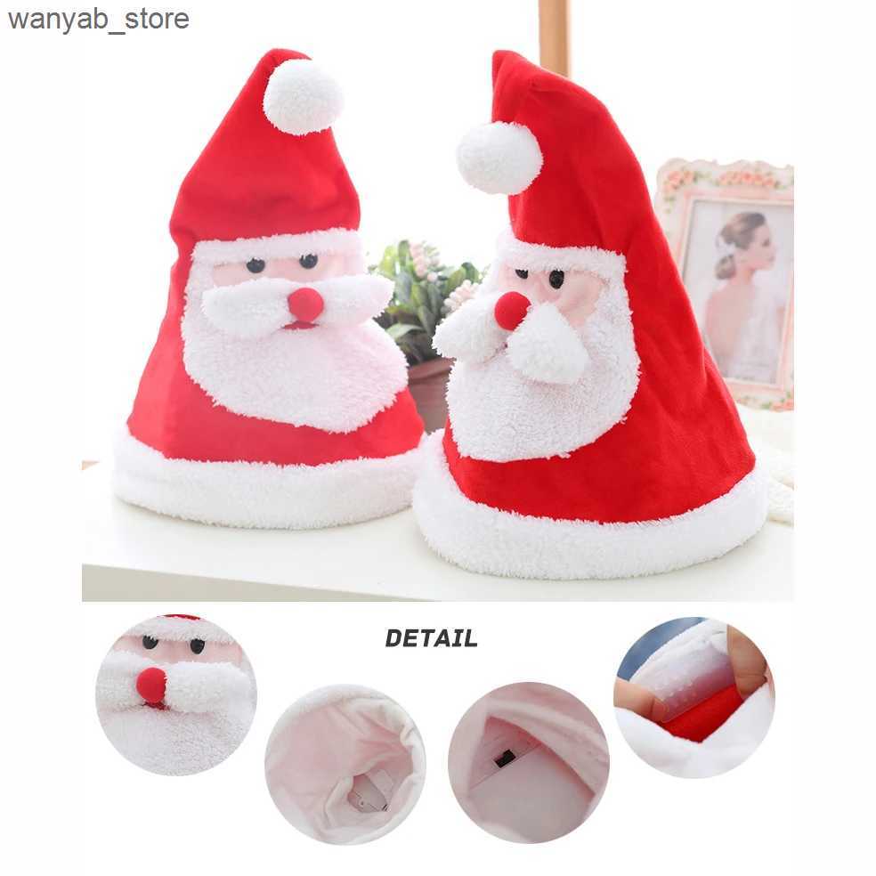 Wide Brim Hats Bucket Hats 10 Choice Musical Christmas Hat Swing Dance Christmas Santa Antler Hat Singing Moving Electric Antler Hat Plush Adult Hat G