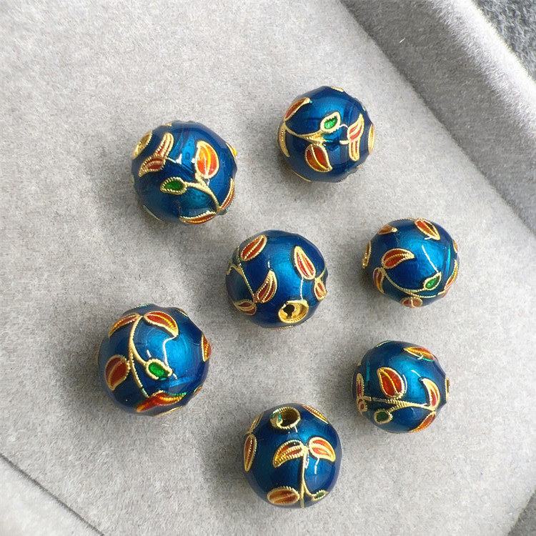 Handcrafted Copper Pendant with Multicolor Enamel Finish - 10mm Spherical Shape Blue in a pack of 100