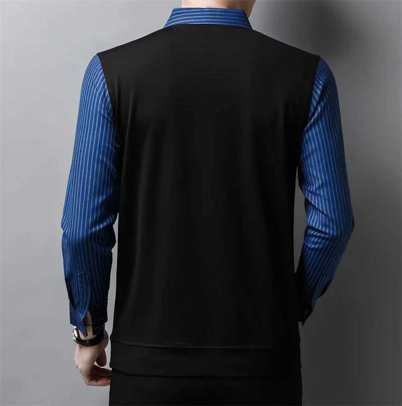 New mens casual and fashionable long Sved shirt compared to printed wrinkle resistant tops W241106