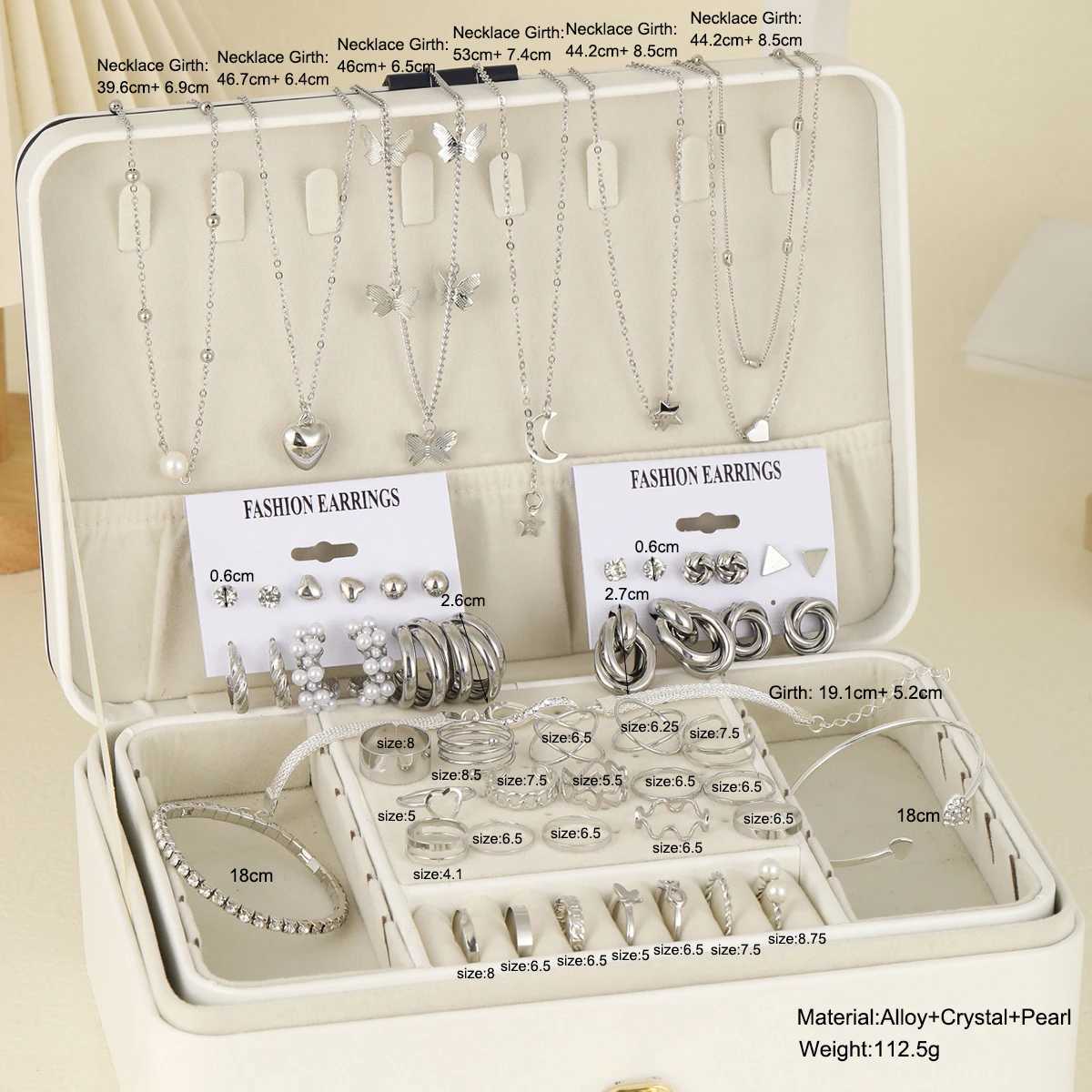53 Bohemian vintage jewelry sets designed for elegant silver zircon pearls Geerling earrings necklaces bracelets and everyday wear X241106