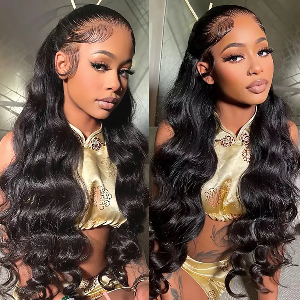 40 Inch Peruvian Hair Body Wave 13x4 HD Lace Frontal Wig Human Hair Water Wave Glueless Pre Plucked Synthetic Lace Front Wig for Woman