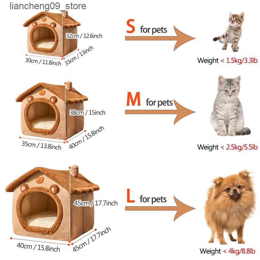 kennels pens Foldable Sleep Pet House Detachable Washable Cat Cube Hidden House Puppy Hole Sofa Pet Bed House L240910