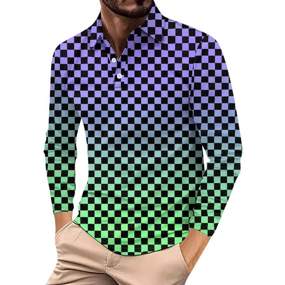 Retro plain weave mens T-shirt fashionable and comfortable lapel shirt mens top Strt casual long Sve mens T-shirt W241106