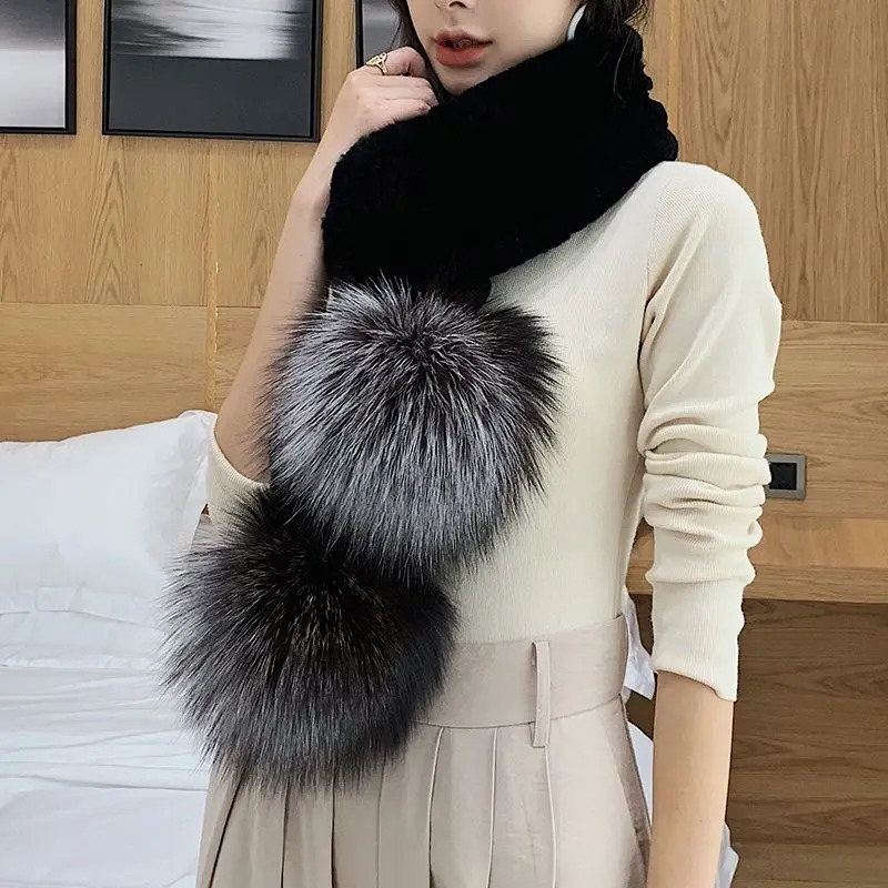 Womens Winter Fur Scarf Short Thick Plush Fluffy Cute Scarf Large Cap Winter Fur Collar Solid Color Collar E2976 241106