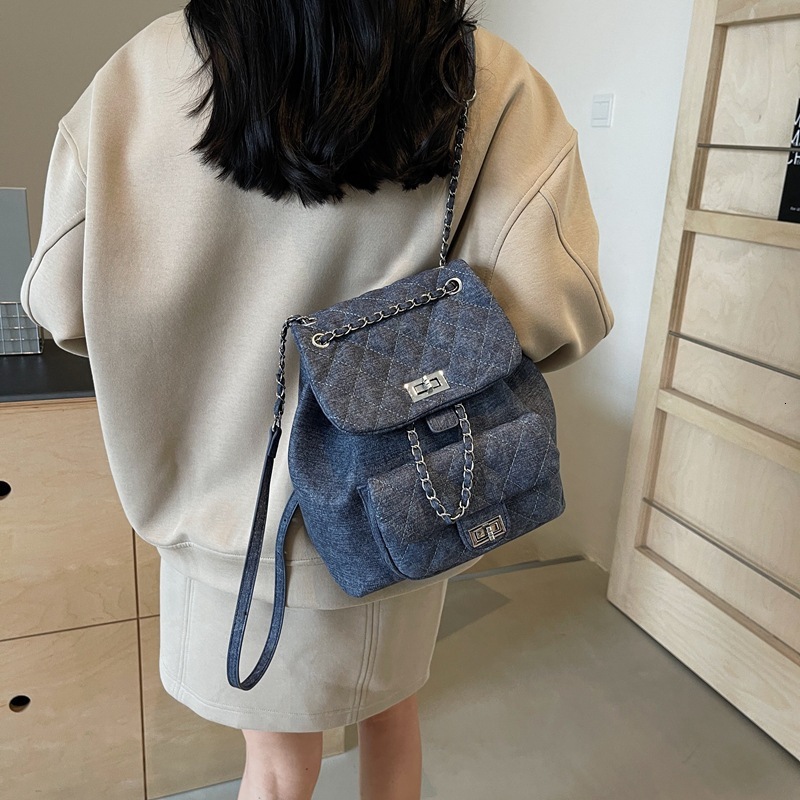 Student Class Fragrant Style For Bags Handbags Women New Trendy Fashion Ling Grid Chain Small Backpack Designer