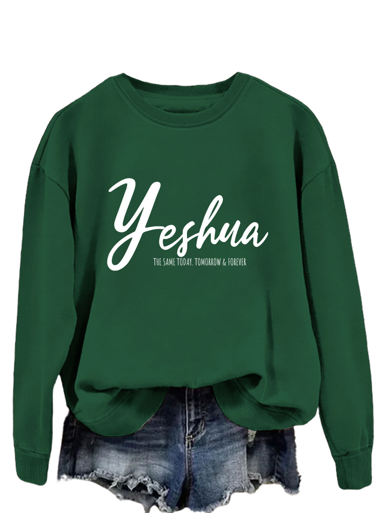 Yeshua the same fashionable round neck pullover top casual loose autumn womens hoodie
