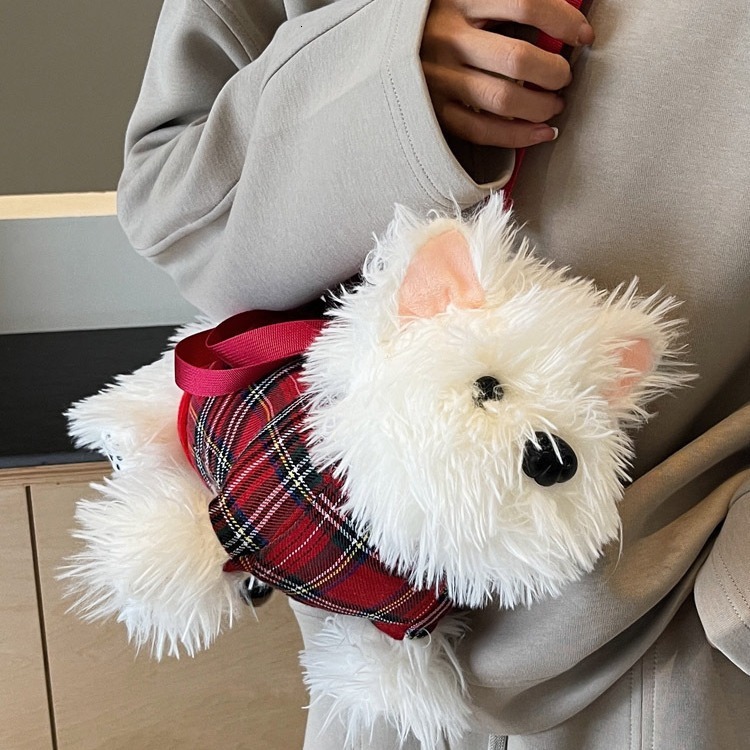 West Highland Dog Cute Cartoon Plush Small Female Versatile Casual Soft Girl Crossbody Bag Designer Bags Handbags Women