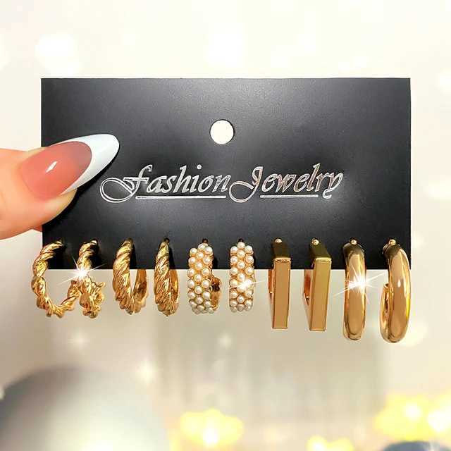 Fashion Gold Color Earrings Set Geely Pearl Earrings for Wen Ear of Wheat Simple Metal Round Party Jewelry 2022 X241106