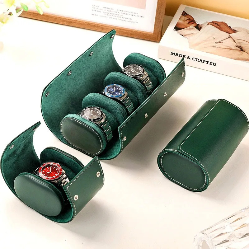 Portable leather case roll personalized storage watch organizer travel watch holder shock resistant surprise box gift packaging 241105