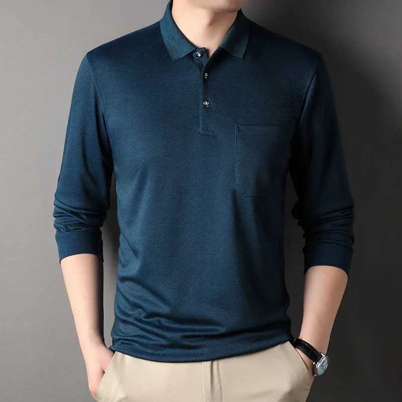 80% pure cotton mens shirt soft autumn clothing long Sve pocket spring T-shirt Korean casual mens top W241106