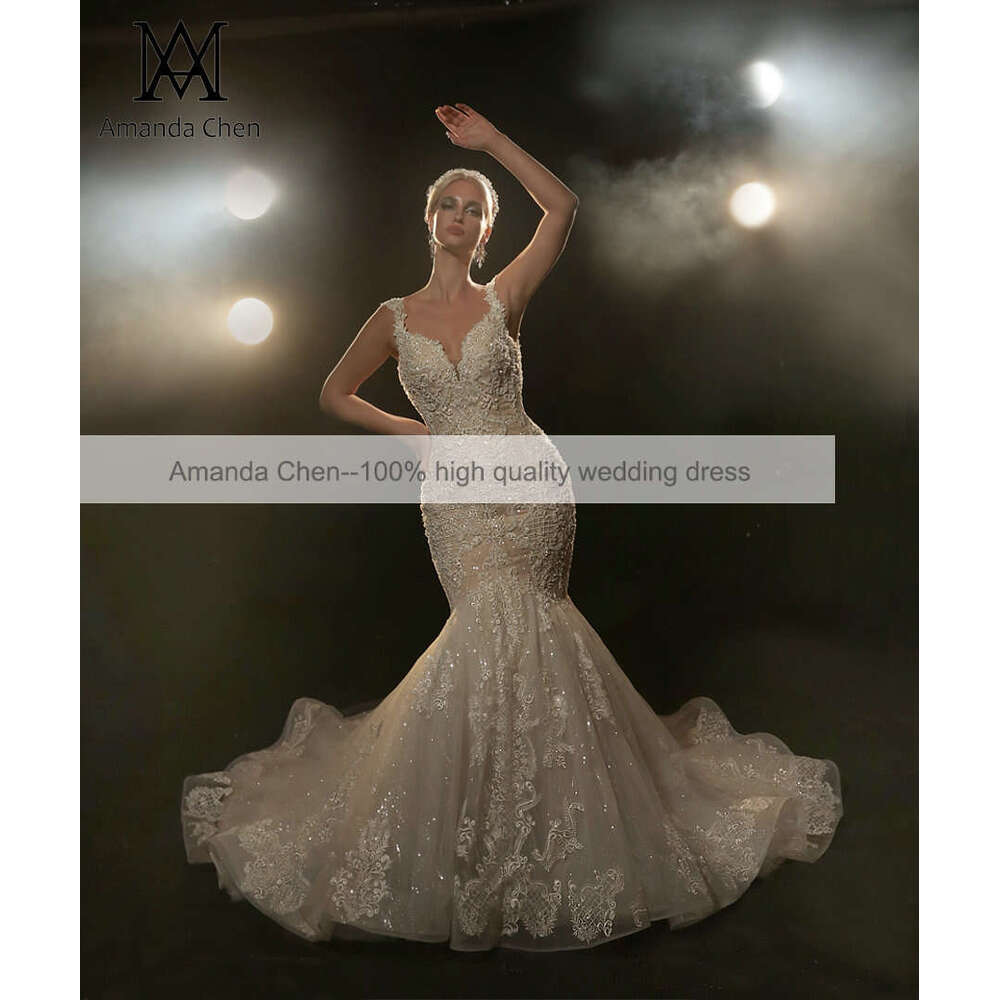 Champagne Lace Mermaid Wedding Dress
