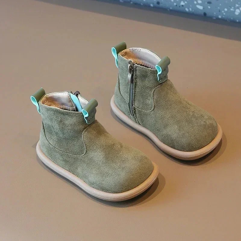 Autumn Winter Baby Boys Girls Boots Oxford Suede Children Casual Shoes Outdoor Anti-slip Infant Shoes Plush Kids Ankle Boots 241106