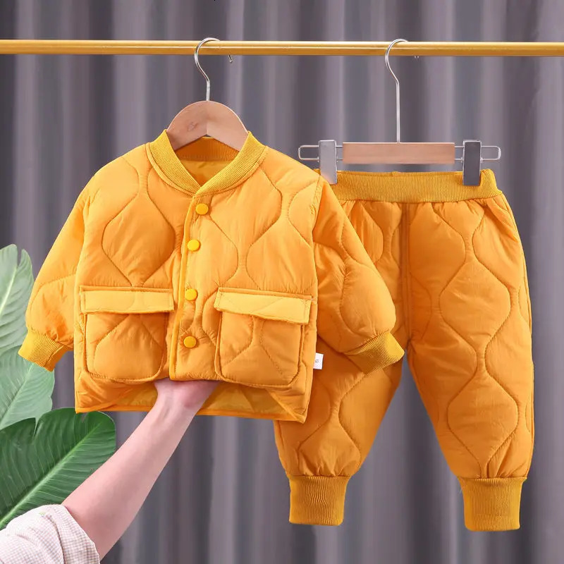 Winter Autumn Baby Boys Clothes Full Sleeve Parkas Pants 2pcsSet Cotton Warm Ski Suit Children Clothing Toddler Tracksuits 241106