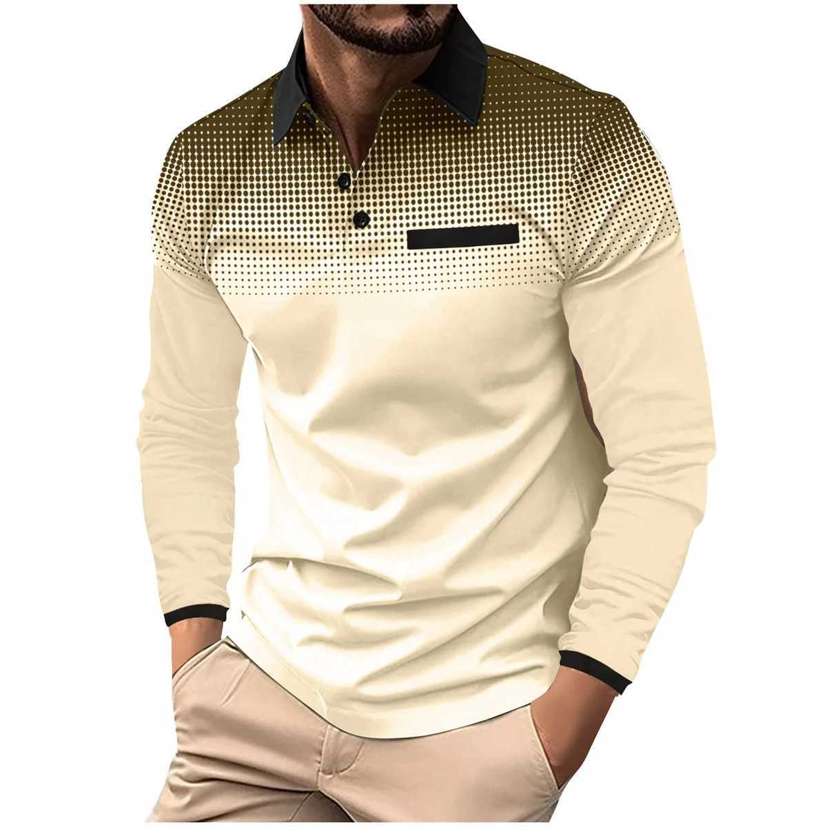 Spring and Autumn Newcomer Sports Strt Casual Polka Dot Digital Printing Patch FE Pocket Collar Long SVE Shirt W241106