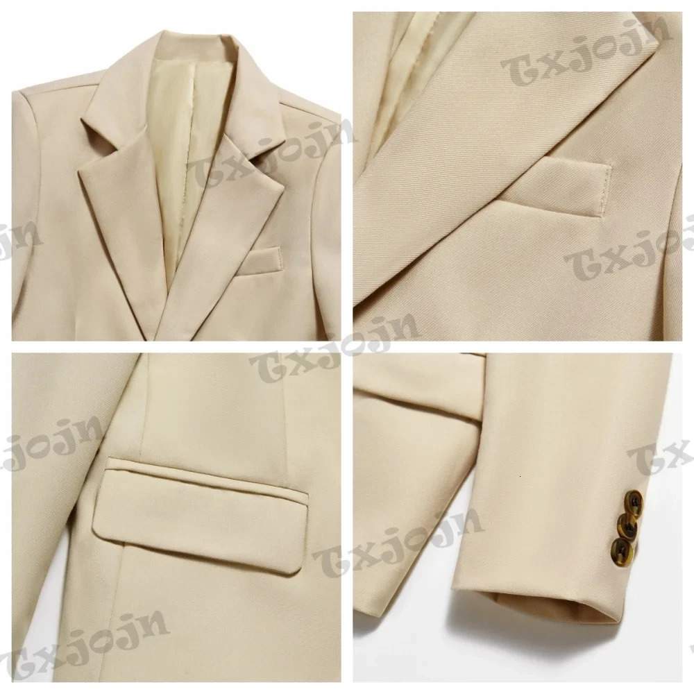 Champagne Notched Lapel Suits For Kids School Uniforms Boys Regular Fit Suit Set 3-14Y In Stock Wedding Ring Bearer Outfit 241106