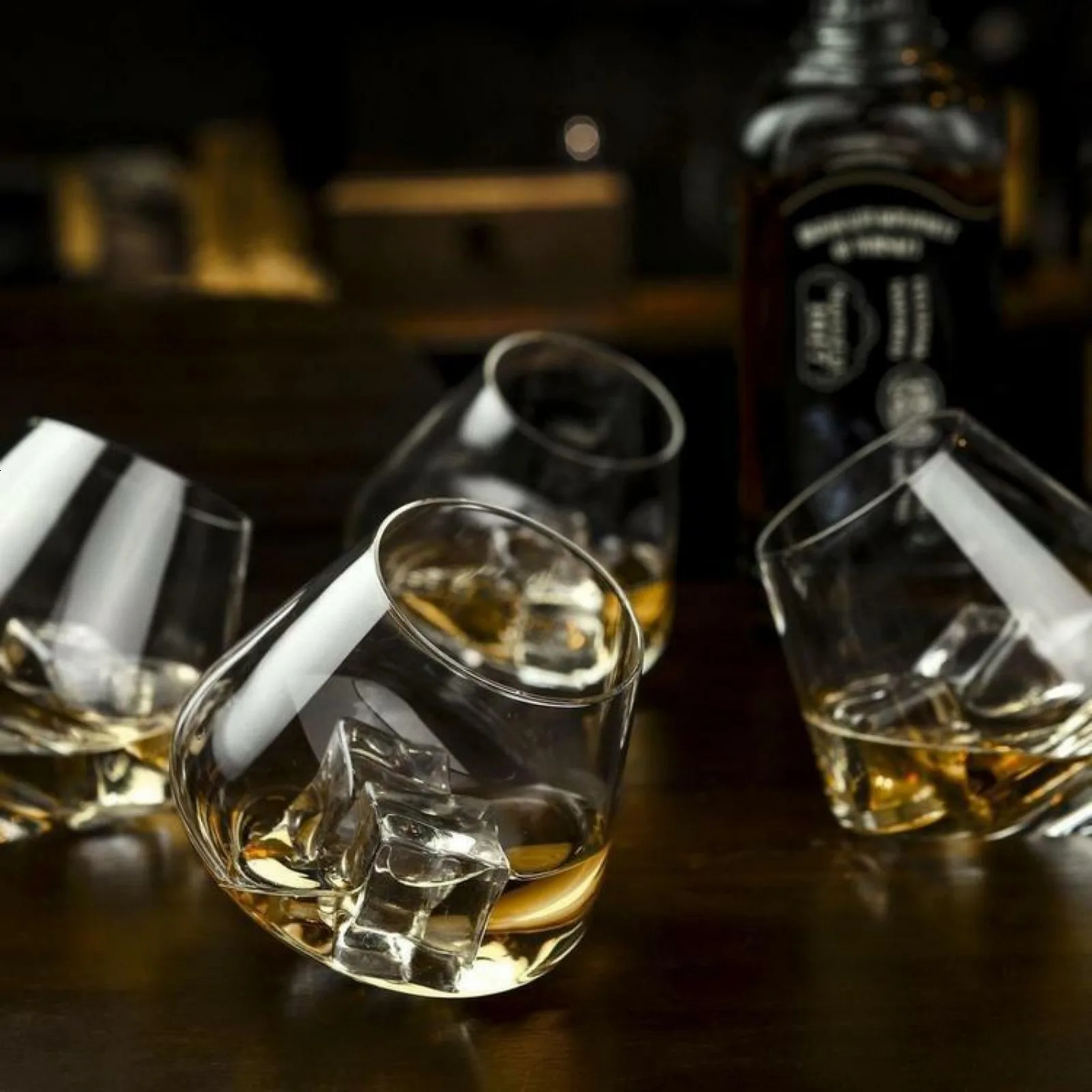 Tilted Crystal Whiskey Old Fashioned Scotch Bourbon Tumbler Glasses Set of 4 United States 241106